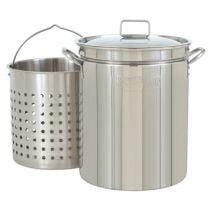 Stainless Steel 24-Qt Boil-Steam-Fry w/ Lid & Basket