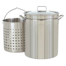 Stainless Steel 36-Qt Boil-Steam-Fry w/ Lid & Basket