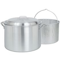 Aluminum 20-Qt. Stockpot w/Small Holed Basket