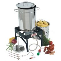 Stainless Steel 32-Qt Turkey Fryer Kit with Basket & Steel Stand