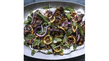 Grilled Eggplant and Lemons with Garlic Labneh