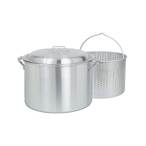 Aluminum 20-Qt. Stockpot w/Small Holed Basket